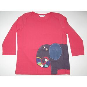 Mini Baby BODEN girl applique long sleeve elephant top t-shirt pink 1-1.5 12-18